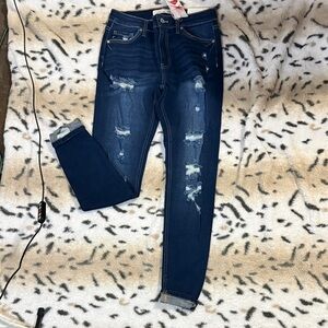 KanCan Dark Blue Distressed Skinny Jeans